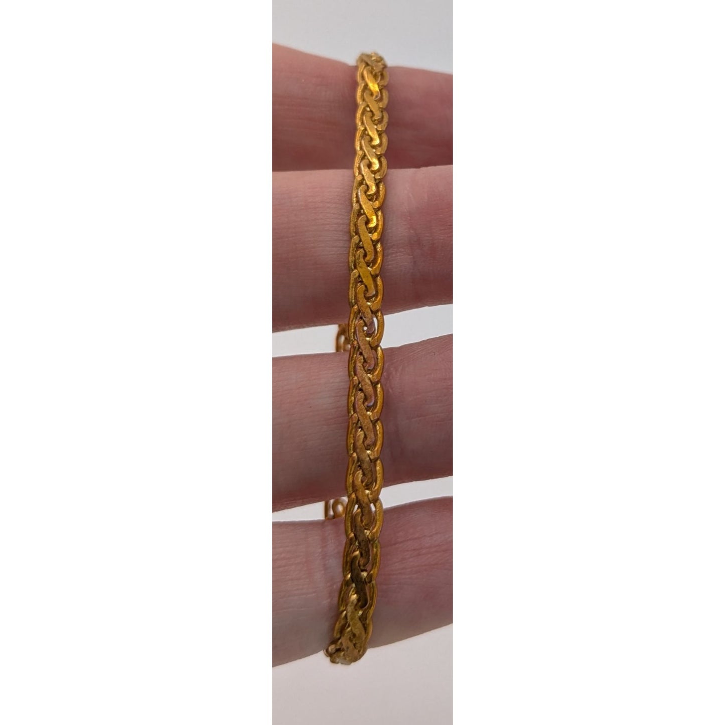 Boho Vintage Braided Chain Bracelet Gold Tone Ornate Woven Link Jewelry