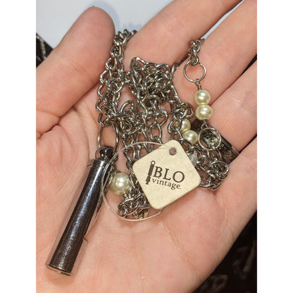 Blo Vintage Whistle Necklace With Faux Pearls & Chain