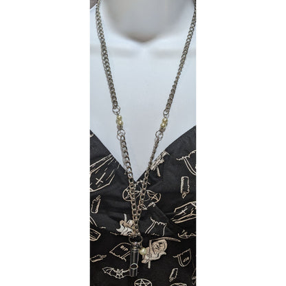 Blo Vintage Whistle Necklace With Faux Pearls & Chain