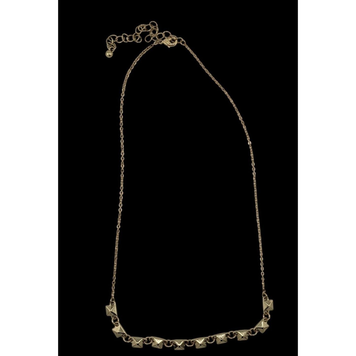 Dainty Pyramid Studded Gold Tone Necklace