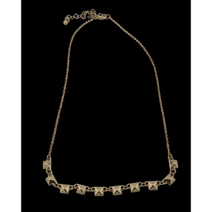 Dainty Pyramid Studded Gold Tone Necklace