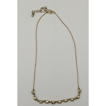 Dainty Pyramid Studded Gold Tone Necklace