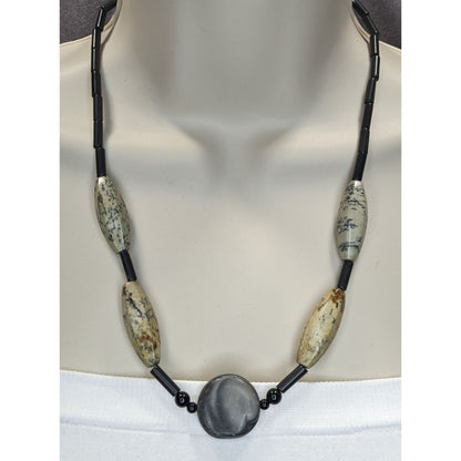 Vintage Nature Inspired Multi-Stone Beaded Necklace 21" With Hook Clasp