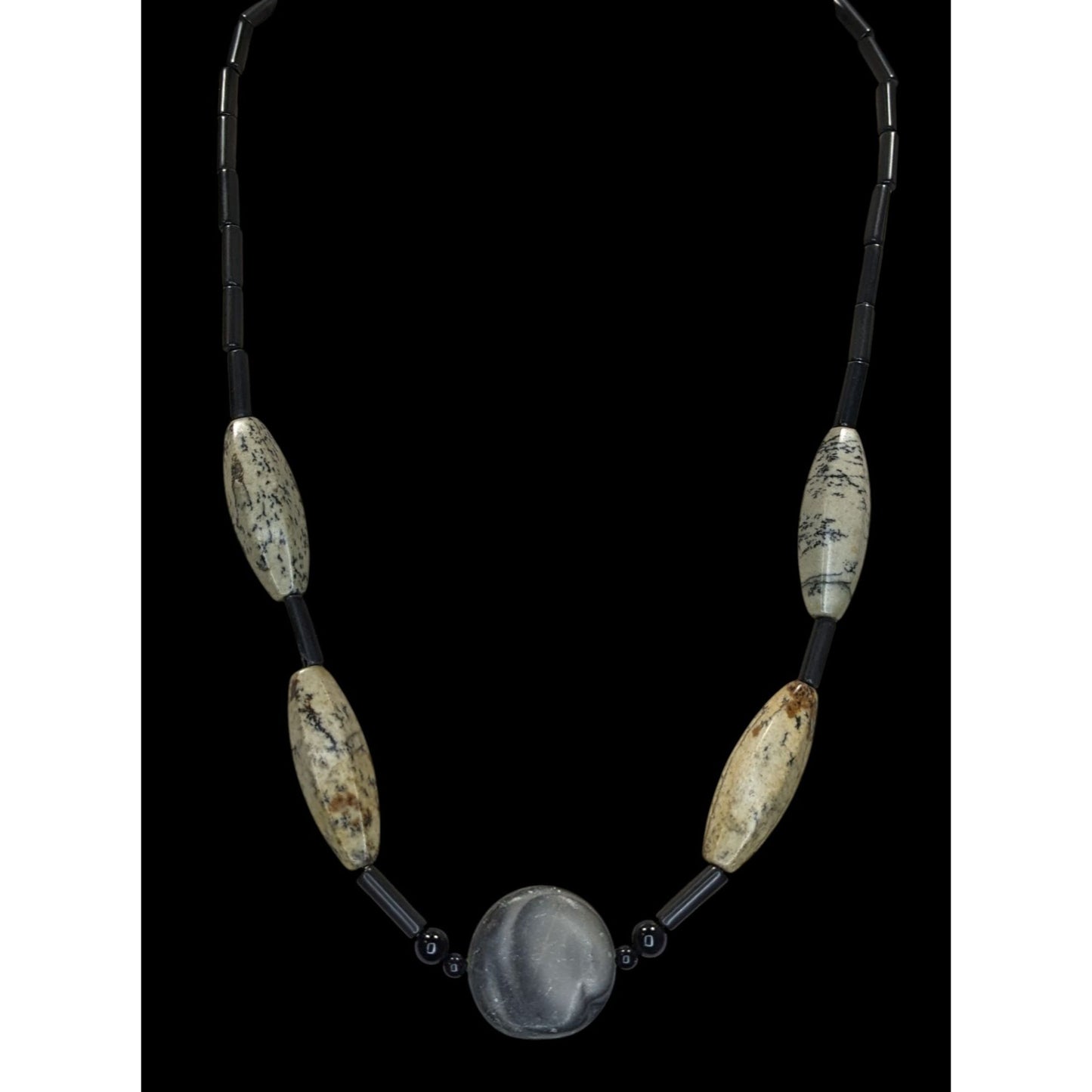 Vintage Nature Inspired Multi-Stone Beaded Necklace 21" With Hook Clasp