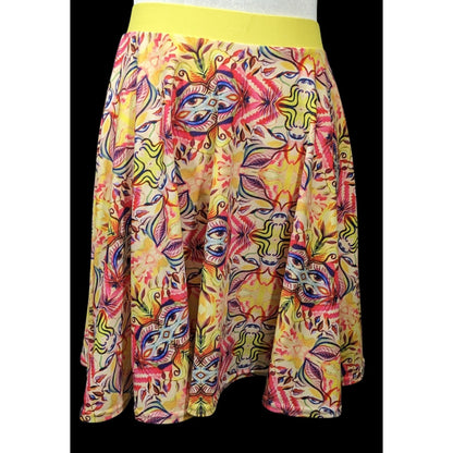 The Pastel Abstract Yellow And Pink Skater Skirt Size Medium
