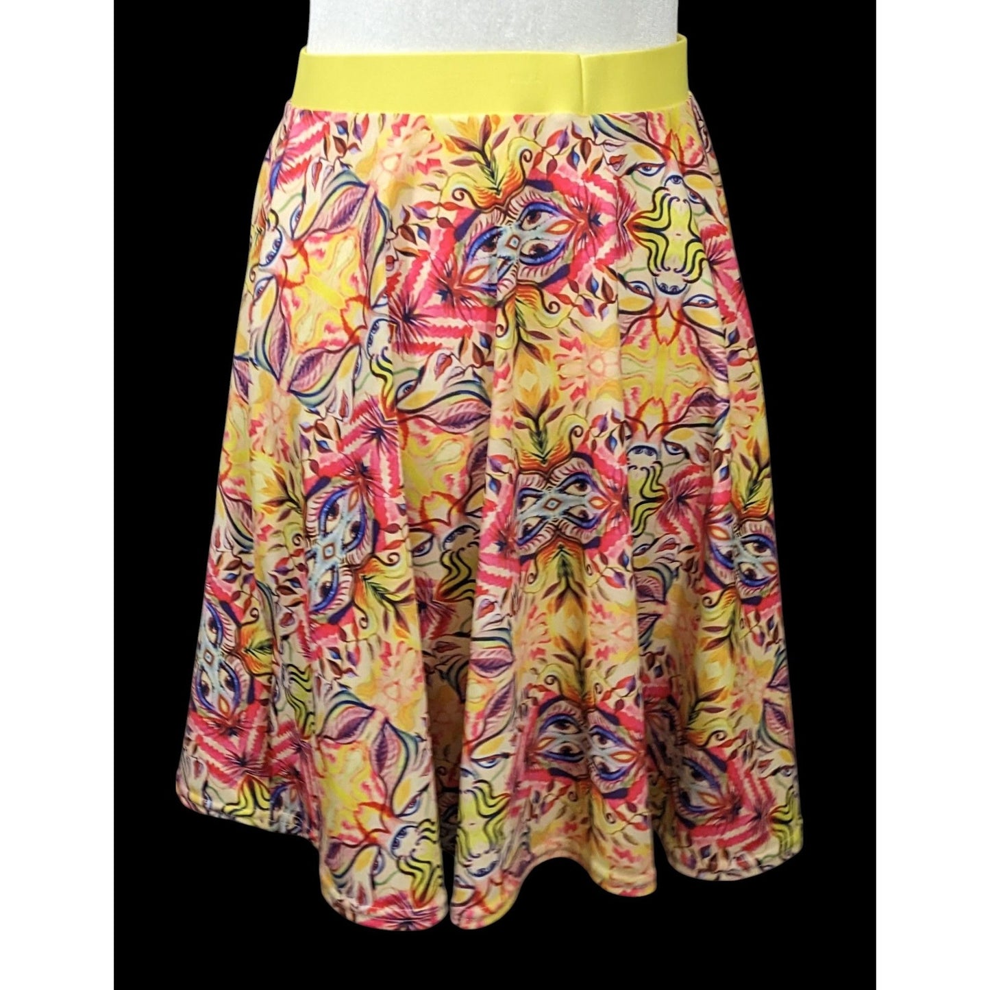 The Pastel Abstract Yellow And Pink Skater Skirt Size Medium