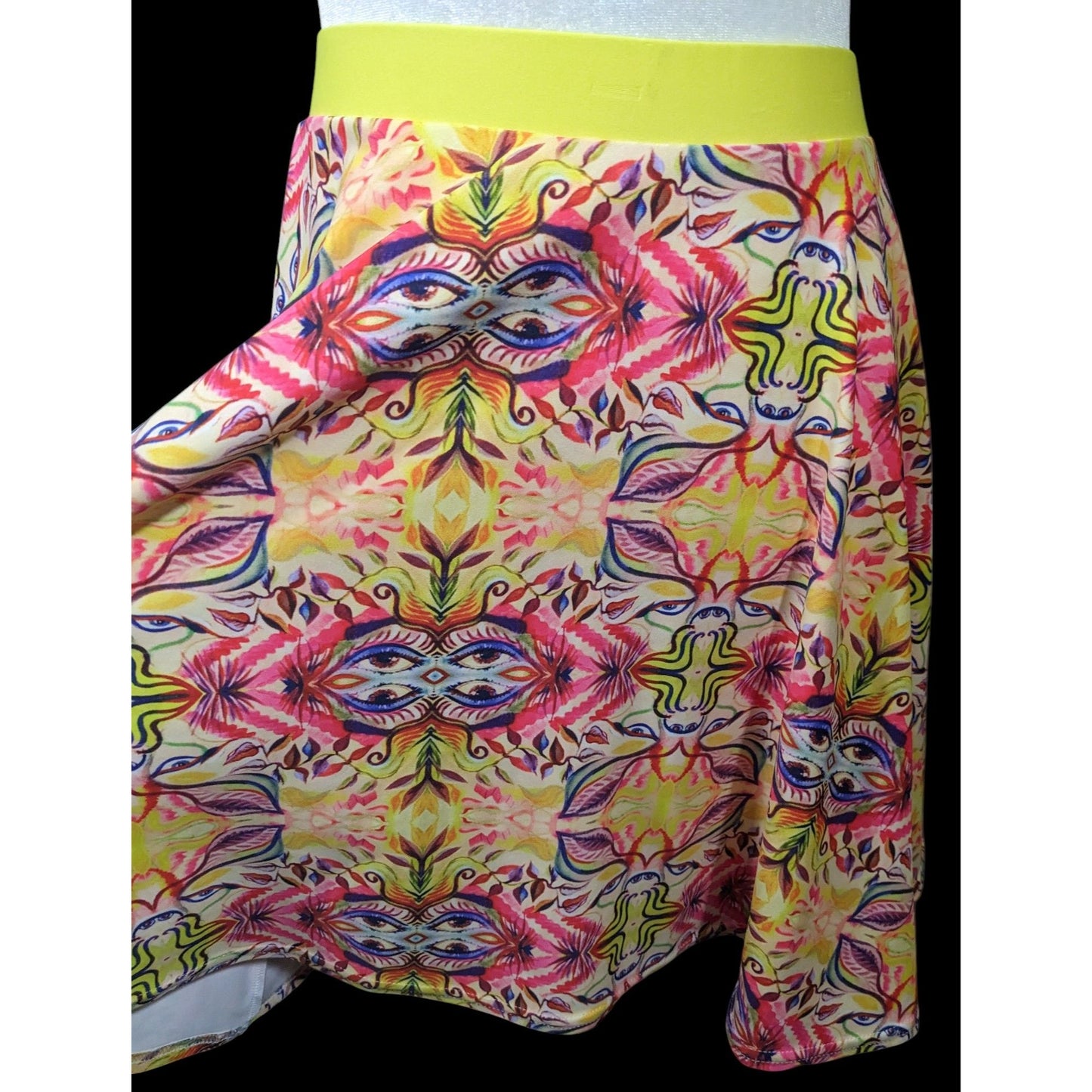 The Pastel Abstract Yellow And Pink Skater Skirt Size Medium