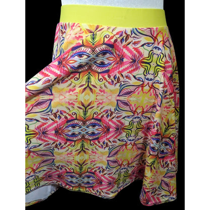 The Pastel Abstract Yellow And Pink Skater Skirt Size Medium