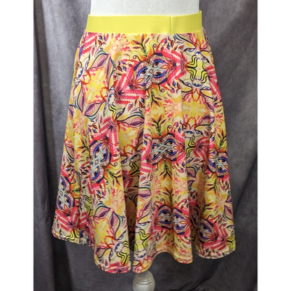 The Pastel Abstract Yellow And Pink Skater Skirt Size Medium