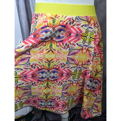 The Pastel Abstract Yellow And Pink Skater Skirt Size Medium