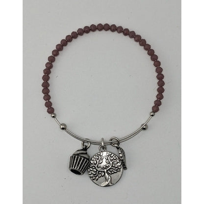 Earth Angel Charm Bracelet With Glass Beads & Silver Tone Charms