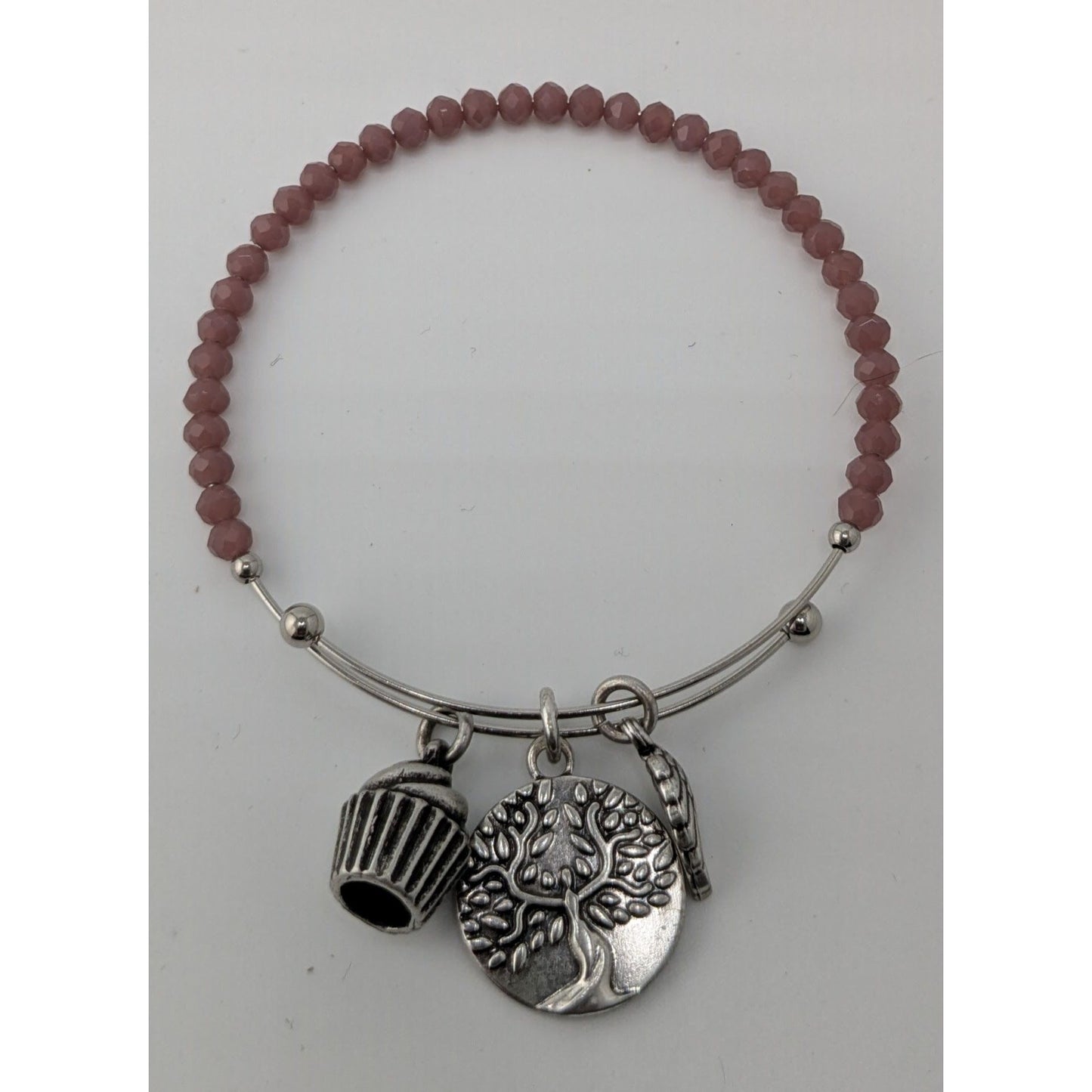 Earth Angel Charm Bracelet With Glass Beads & Silver Tone Charms