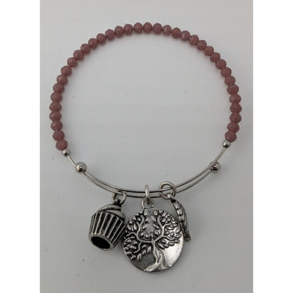 Earth Angel Charm Bracelet With Glass Beads & Silver Tone Charms