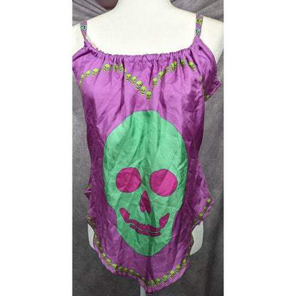 Charlotte Sparre Gothic Skeleton Purple And Green Top Size Small