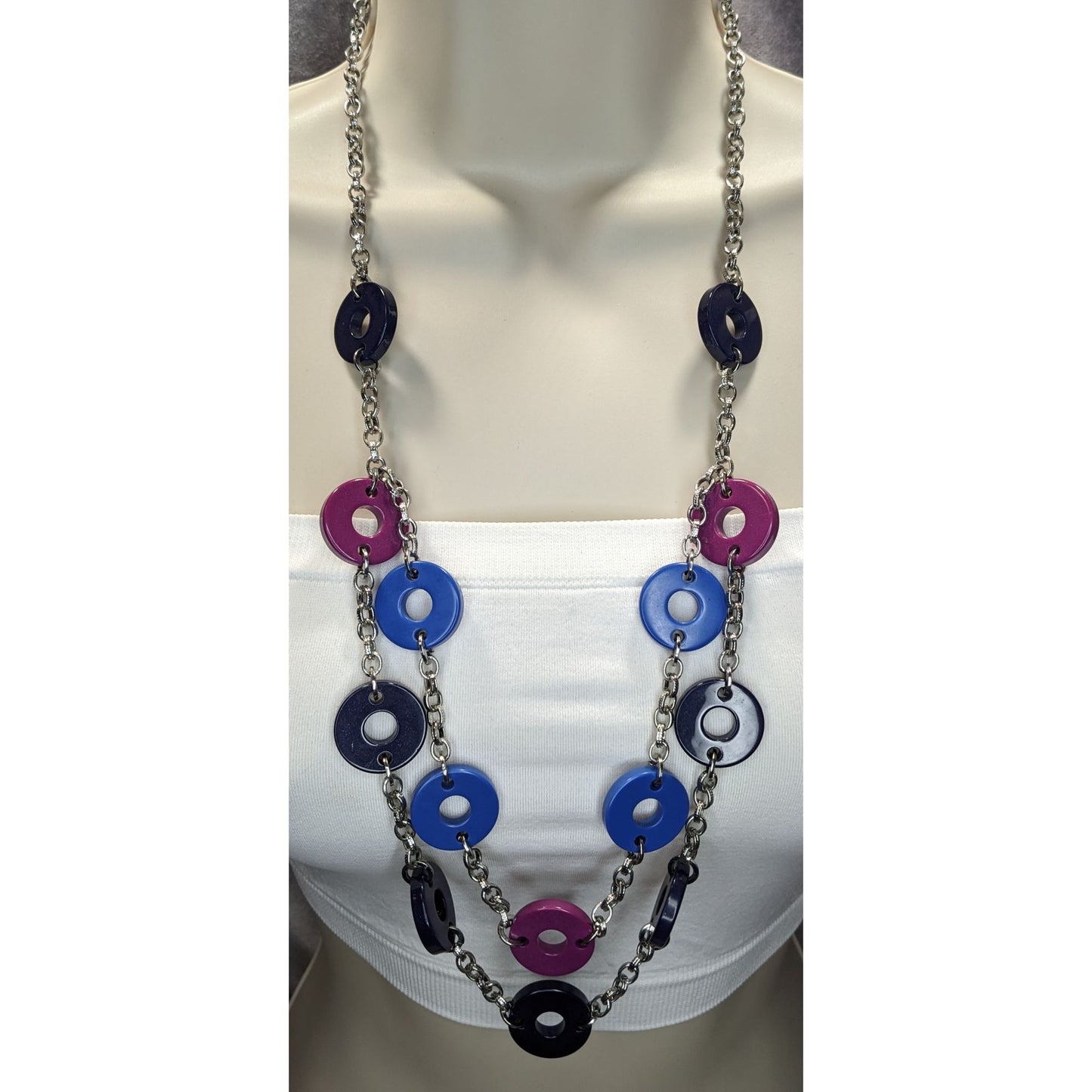 Colorful Multi-Layer Circle Layered Station Necklace