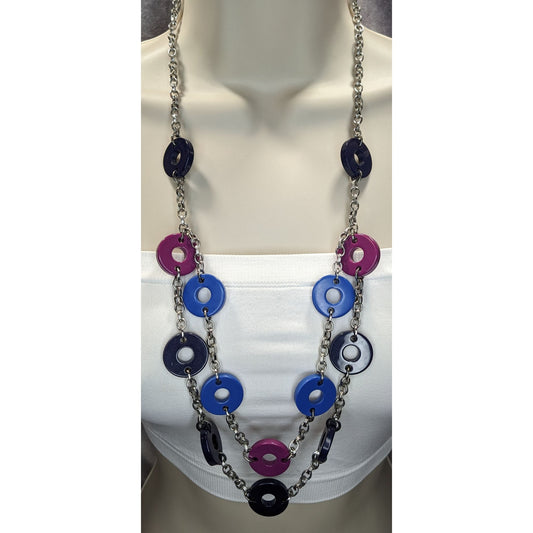 Colorful Multi-Layer Circle Layered Station Necklace