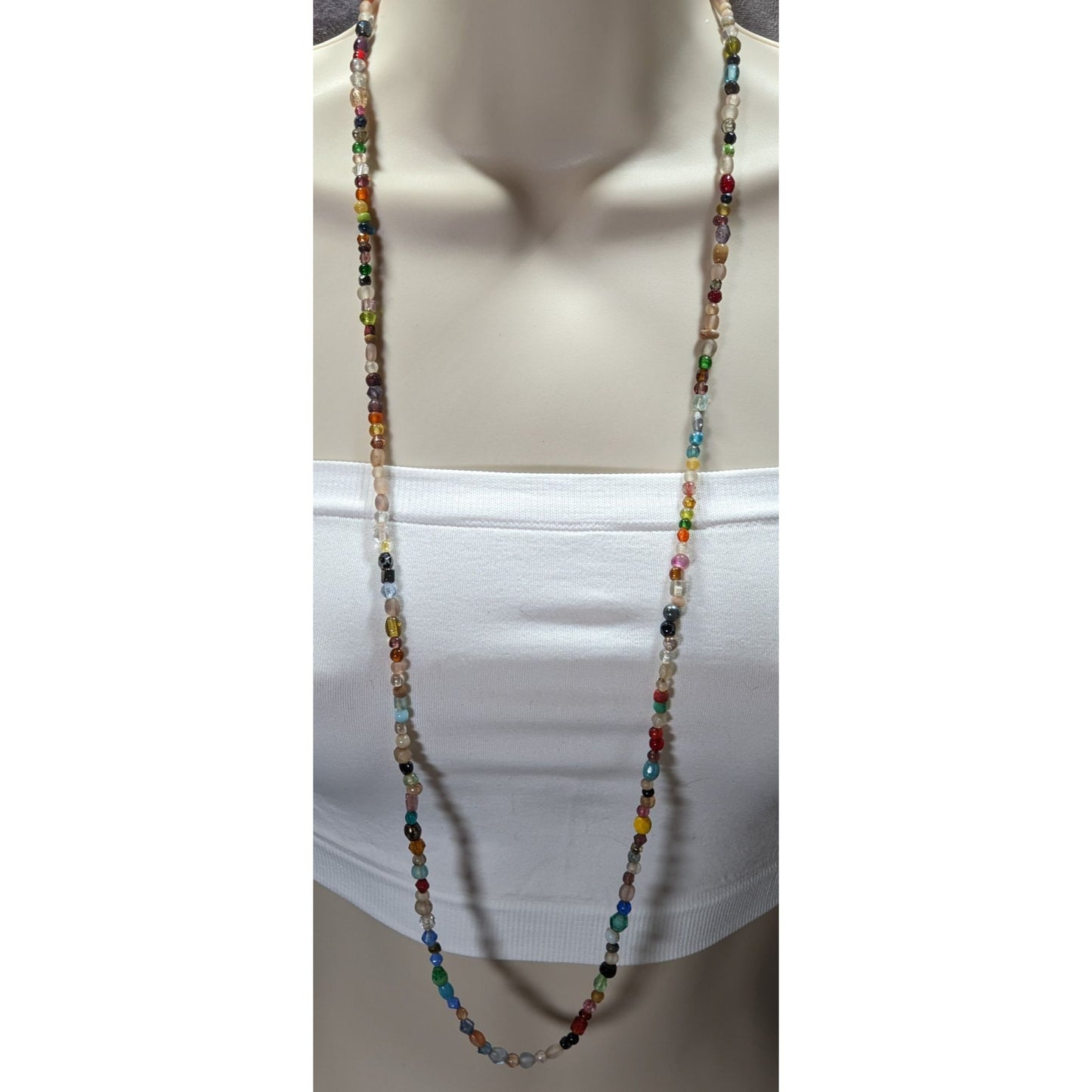 Rainbow Glass Beaded Necklace With Assorted Beads