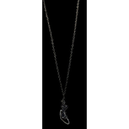Goth Y2K Rhinestone Heart Key Charm Necklace Gunmetal Black Statement Jewelry