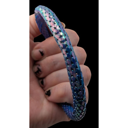 Vintage Snake Mesh Bracelet Iridescent Gold Blue Fantasy Costume Jewelry