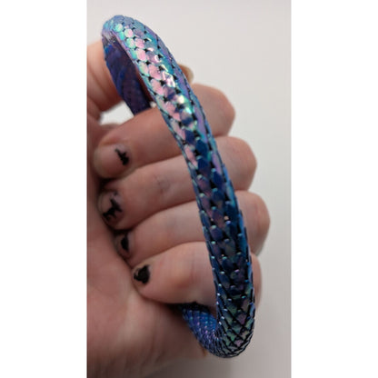 Vintage Snake Mesh Bracelet Iridescent Gold Blue Fantasy Costume Jewelry