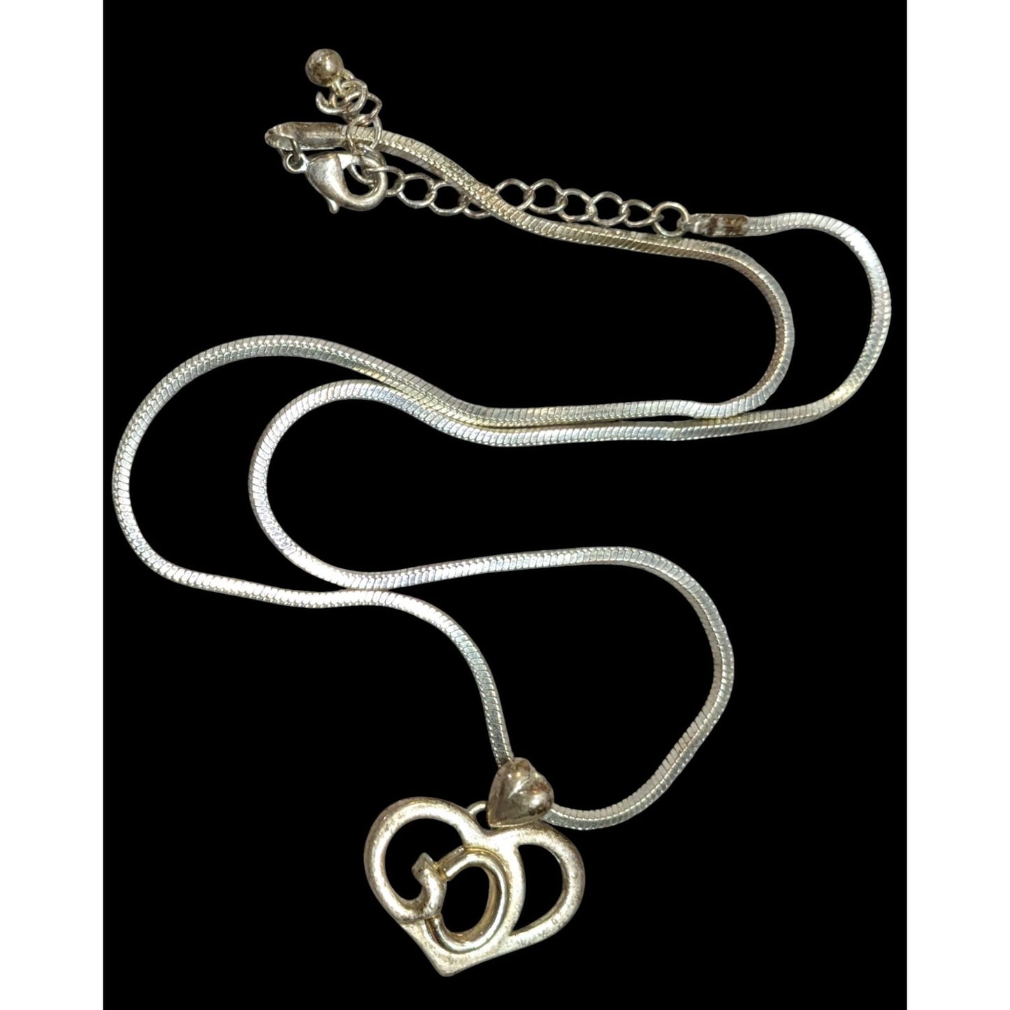 Classic Religious God Heart Pendant Necklace Marked SJ