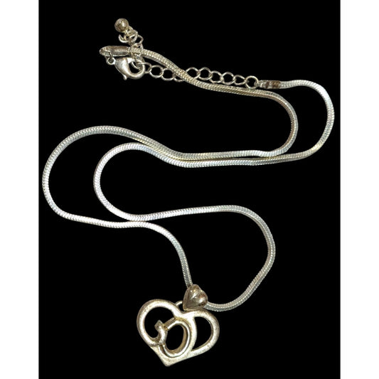 Classic Religious God Heart Pendant Necklace Marked SJ