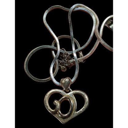 Classic Religious God Heart Pendant Necklace Marked SJ
