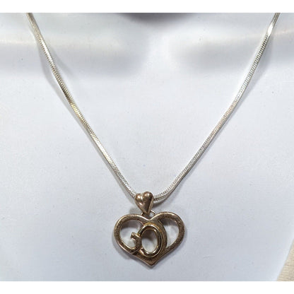 Classic Religious God Heart Pendant Necklace Marked SJ