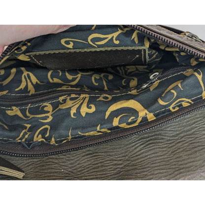Vintage JL Salvidar Tooled Leather Crossbody Bag With Adjustable Strap & Floral Pattern