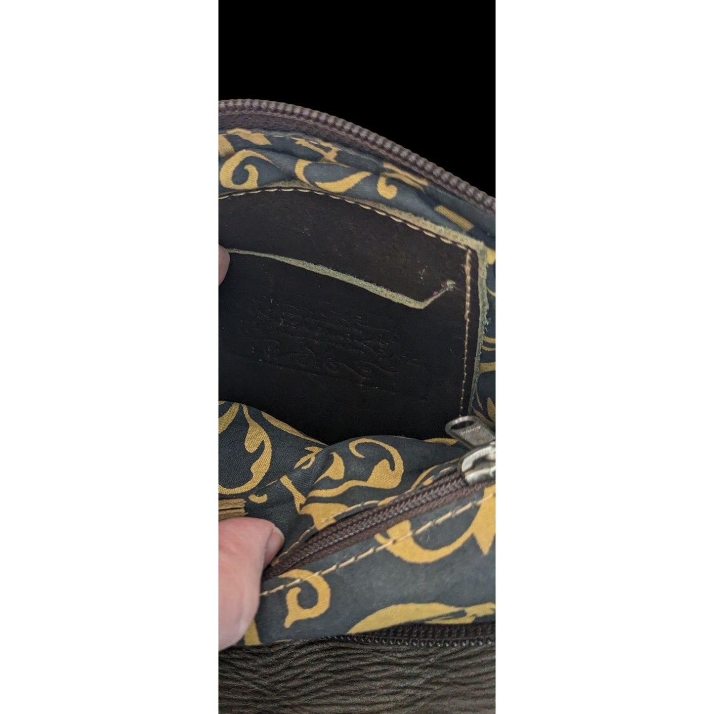 Vintage JL Salvidar Tooled Leather Crossbody Bag With Adjustable Strap & Floral Pattern