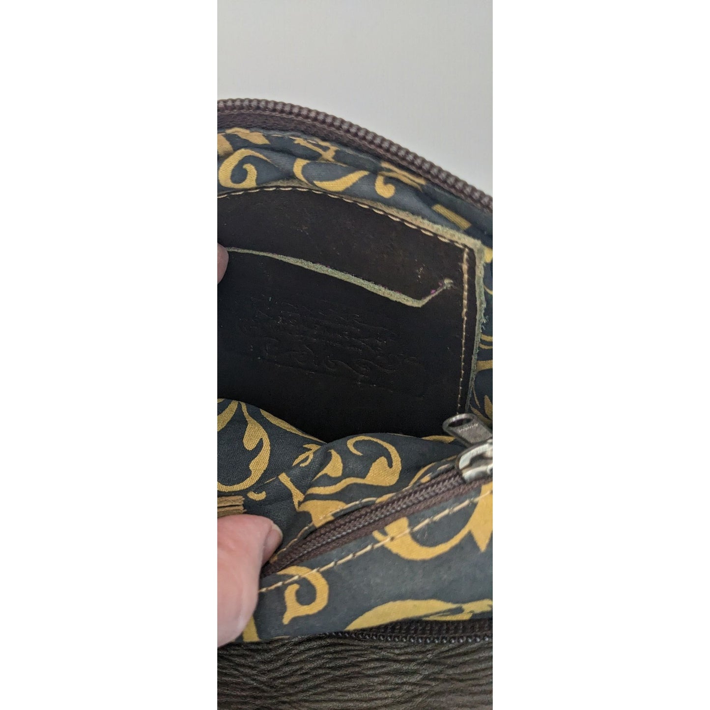 Vintage JL Salvidar Tooled Leather Crossbody Bag With Adjustable Strap & Floral Pattern