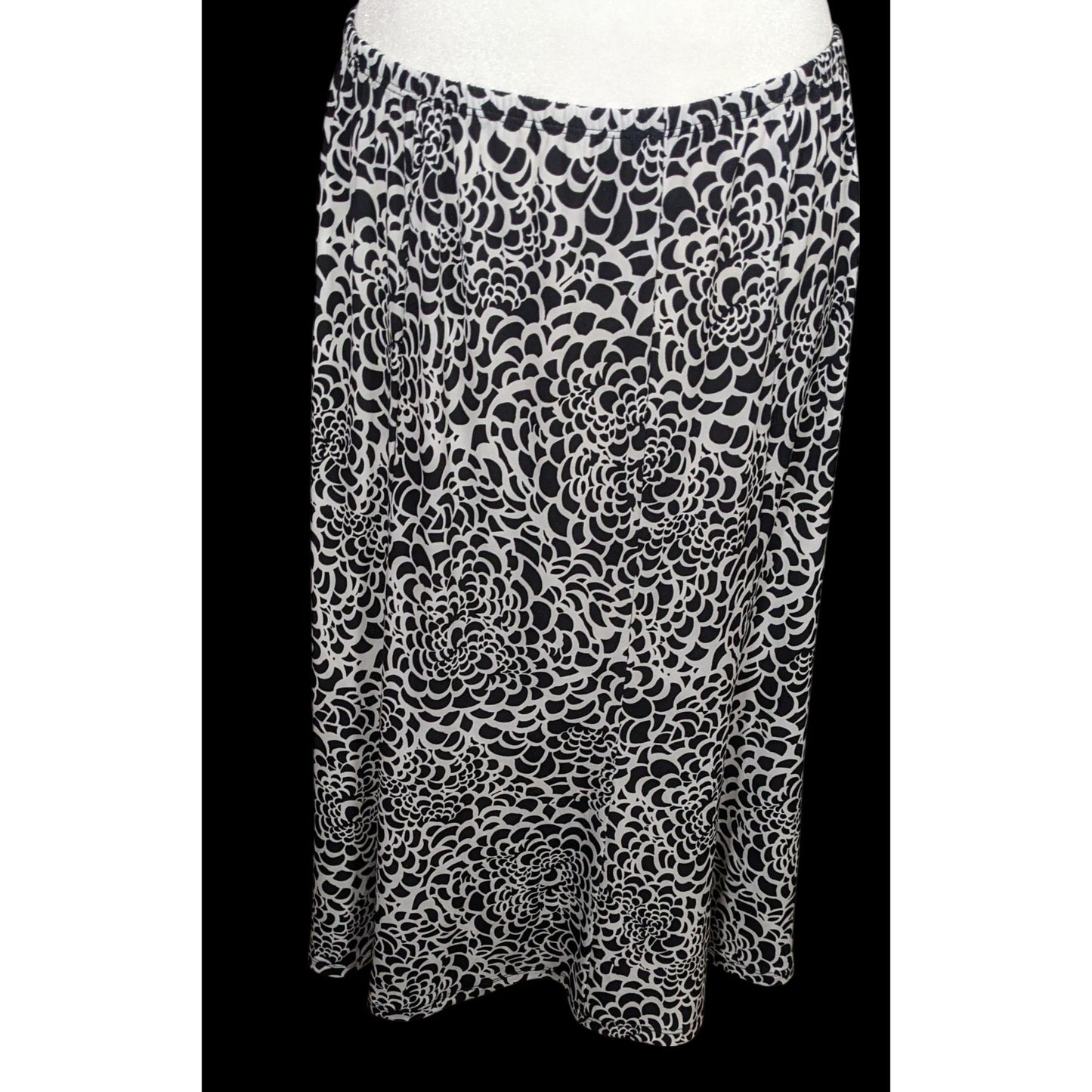 Vintage Choices Abstract Floral Black And White Skirt