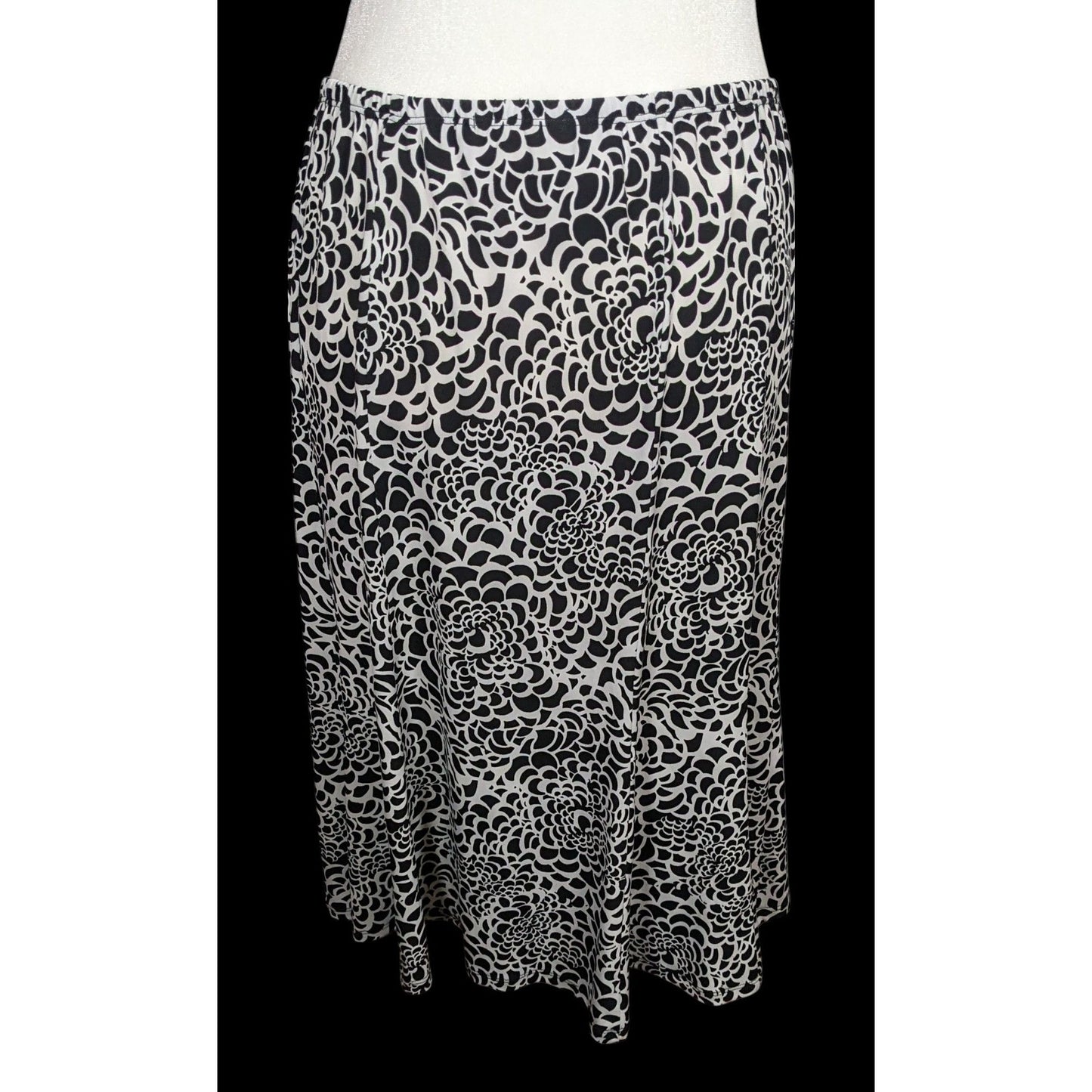 Vintage Choices Abstract Floral Black And White Skirt