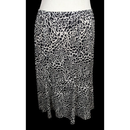 Vintage Choices Abstract Floral Black And White Skirt