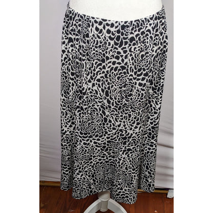 Vintage Choices Abstract Floral Black And White Skirt