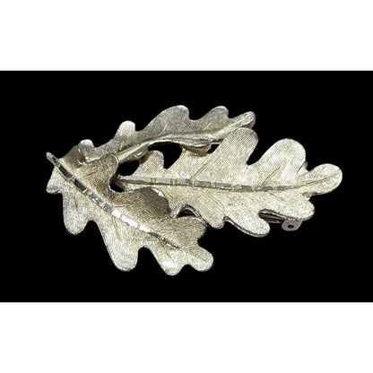 Vintage Silver Tone Oak Leaf Cluster Brooch