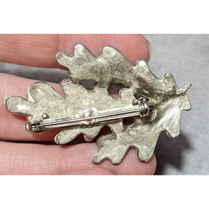 Vintage Silver Tone Oak Leaf Cluster Brooch