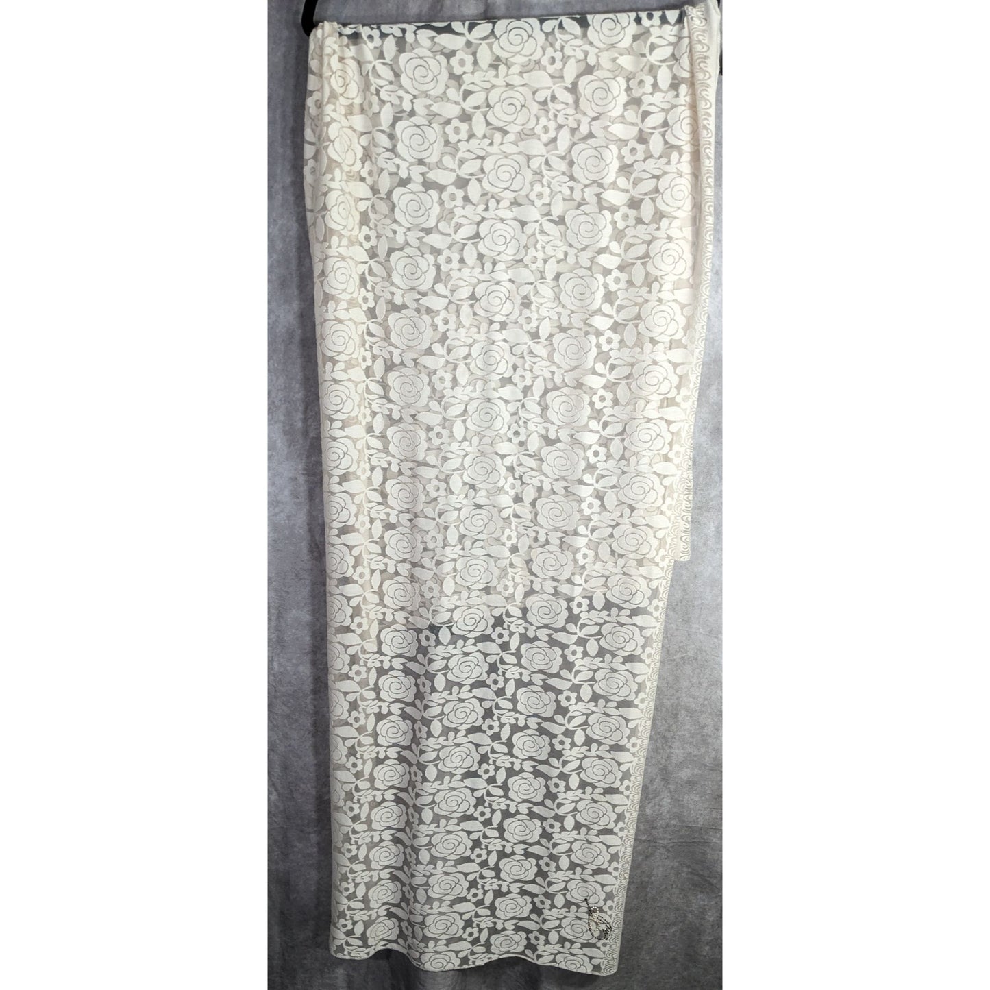 Alshal Floral Lace Scarf With Rhinestone Applique Accent 72x27 Inches