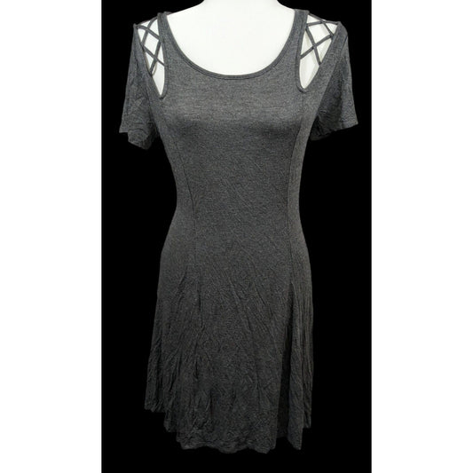 Romantic Grey Lattice Shoulder Dress by Shiela Rose