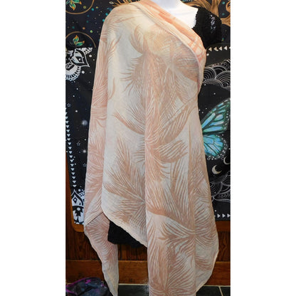 Cream And Peach Palm Tree Lightweight Scarf