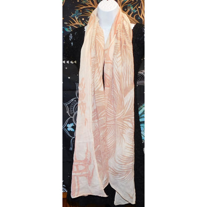 Cream And Peach Palm Tree Lightweight Scarf