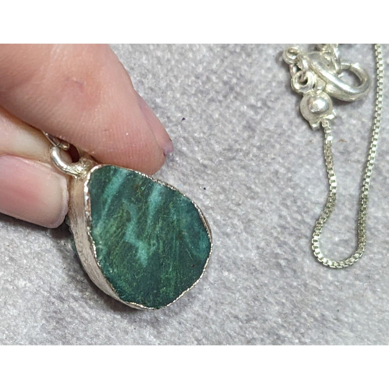 Mermaidcore Aqua Blue Druzy Teardrop Pendant On Silver Tone Chain