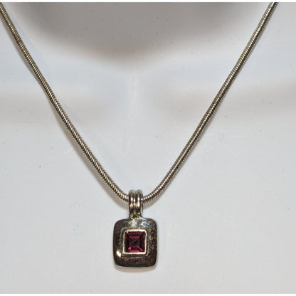 Vintage Square Pendant Necklace With Purple Faceted Stone