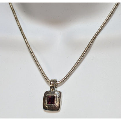 Vintage Square Pendant Necklace With Purple Faceted Stone