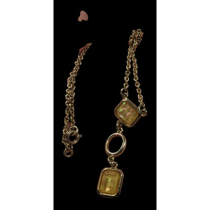 Elegant Glam Yellow Gemmed Gold Tone Y Drop Necklace