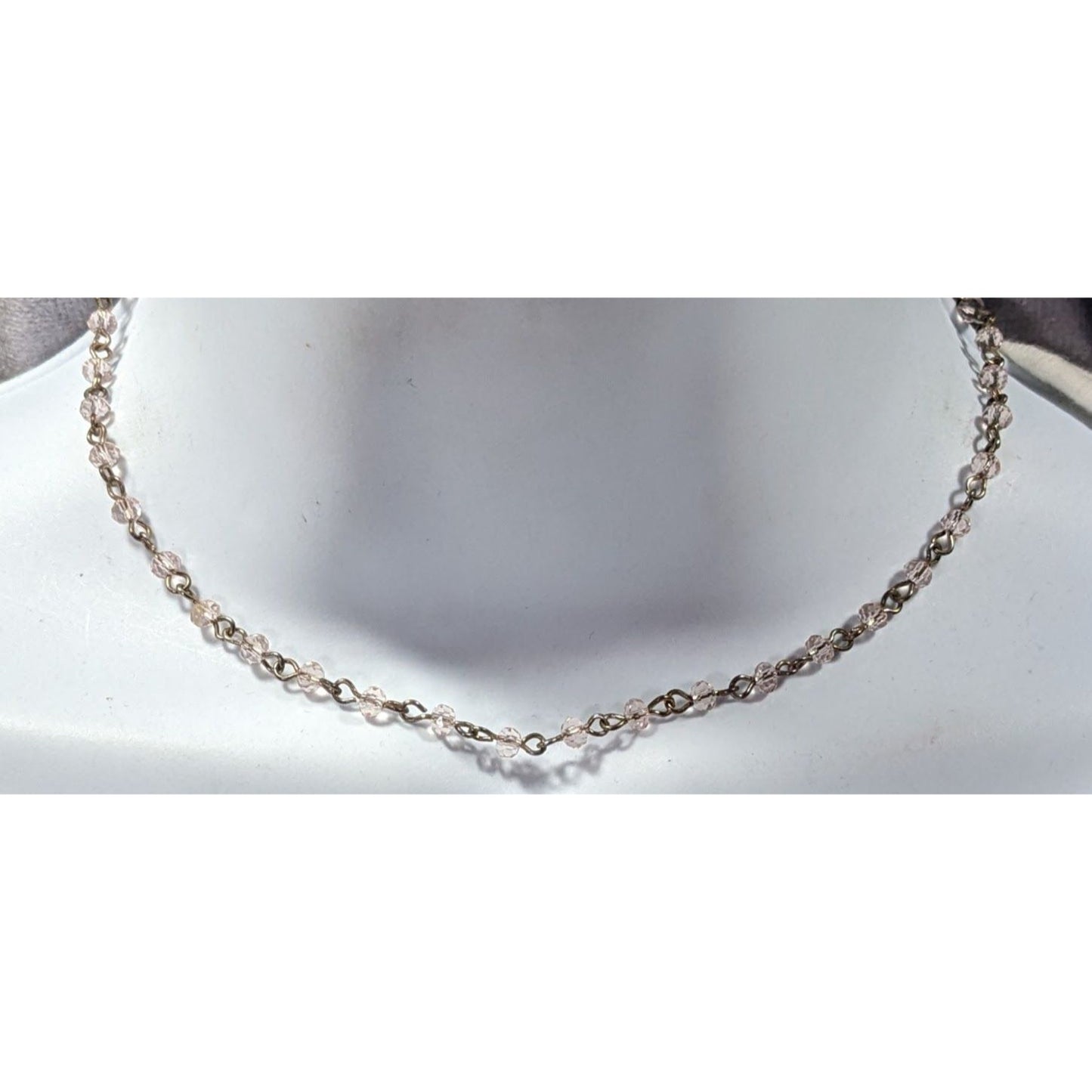 Minimalist Pink Glass Beaded Chain Necklace