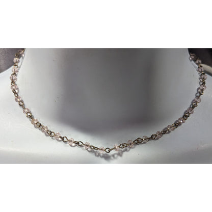 Minimalist Pink Glass Beaded Chain Necklace