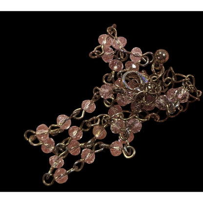 Minimalist Pink Glass Beaded Chain Necklace