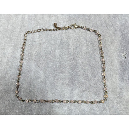 Minimalist Pink Glass Beaded Chain Necklace