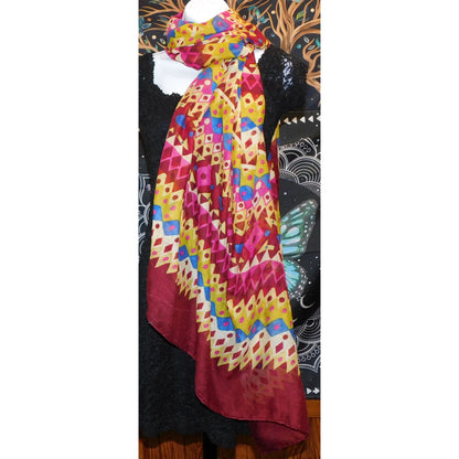 Bright Rainbow Geometric Striped Lightweight Scarf